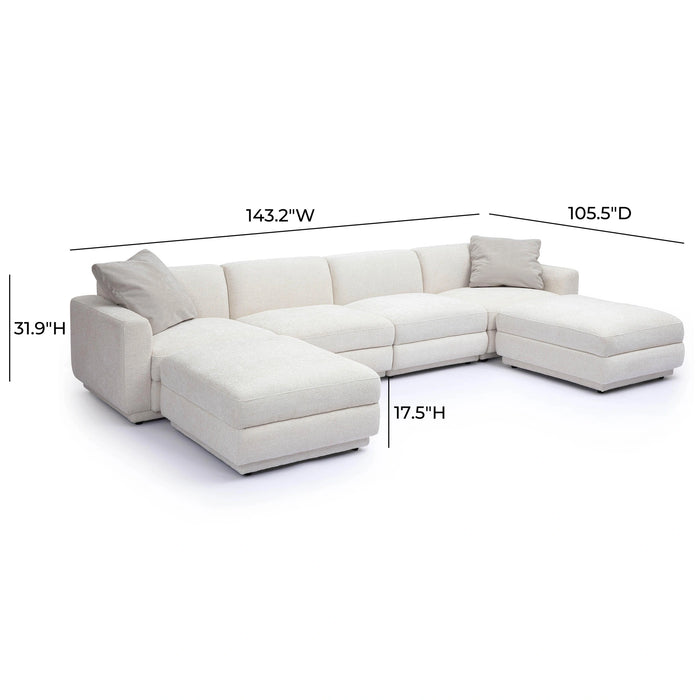 Perry 6-Piece Cream Performance Chenille Modular U-Sectional