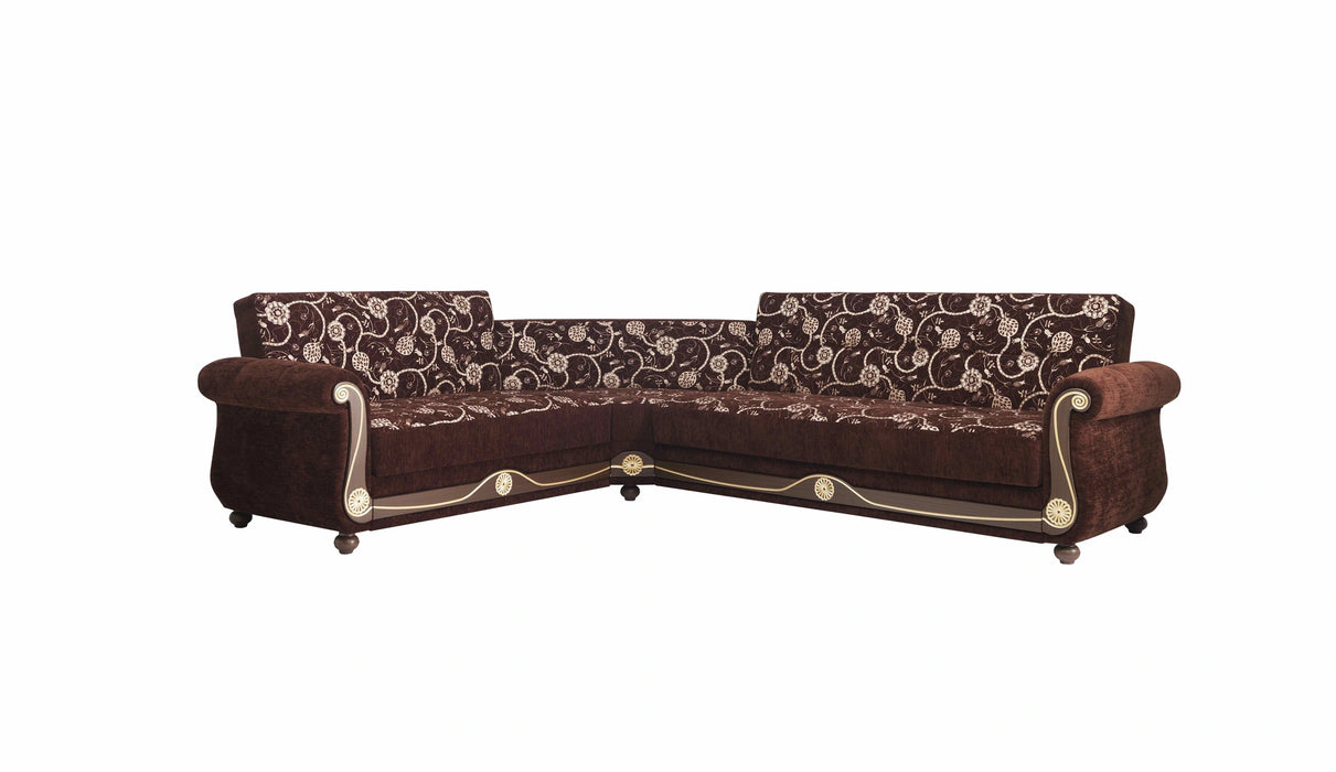 Ottomanson Americana Collection Upholstered Convertible Sectional with Storage
