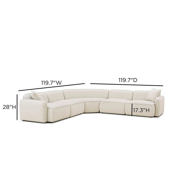 Travie 5-Piece Sand Upcycled Performance Linen Modular Large L-Sectional