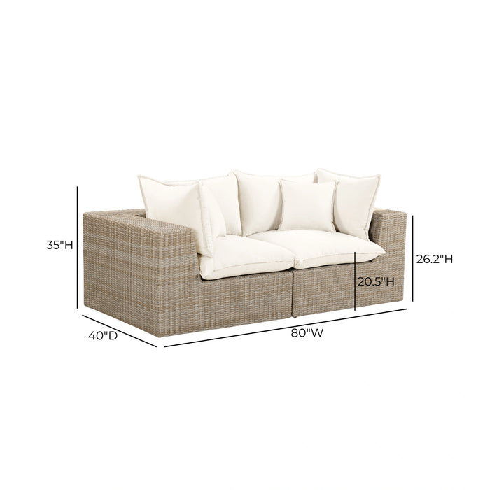 Cali 80" Natural Wicker Outdoor Modular Loveseat