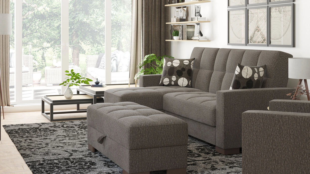 Ottomanson Armada Collection Upholstered Convertible Chaise Lounge with Storage