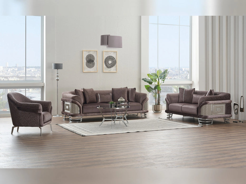 Versace 3-pieces (Sofa & Loveseat & Chair) Livingroom Set Dark Grey