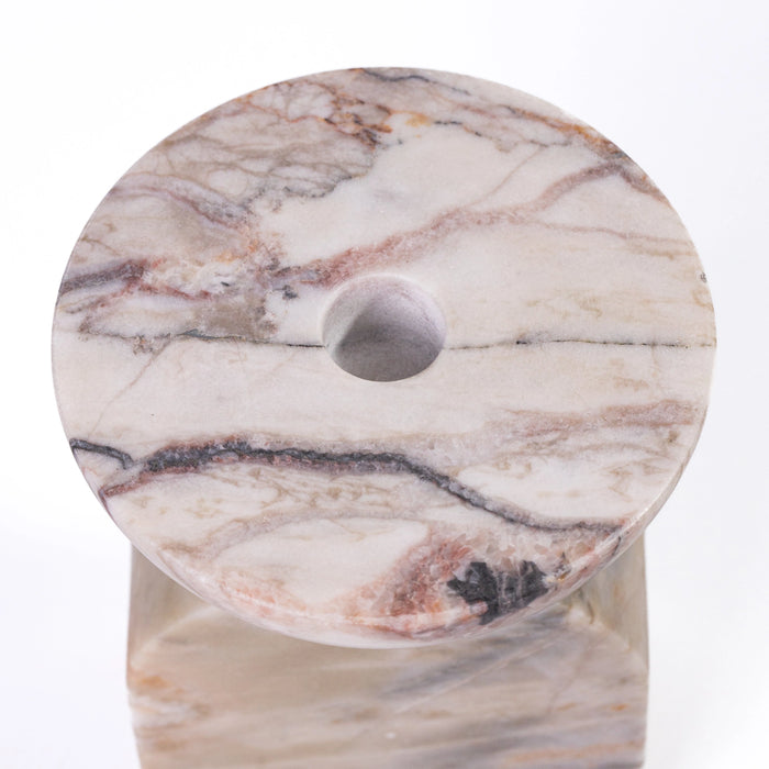 Marble White Brown Balanced Candle Holder