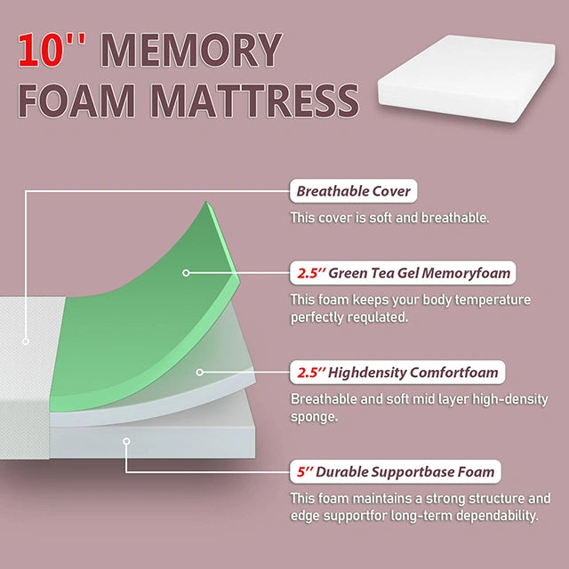 Forsythia 10" Green Tea Gel Memory Foam