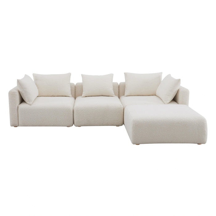 Hangover 4-Piece Cream Performance Boucle Modular Sectional