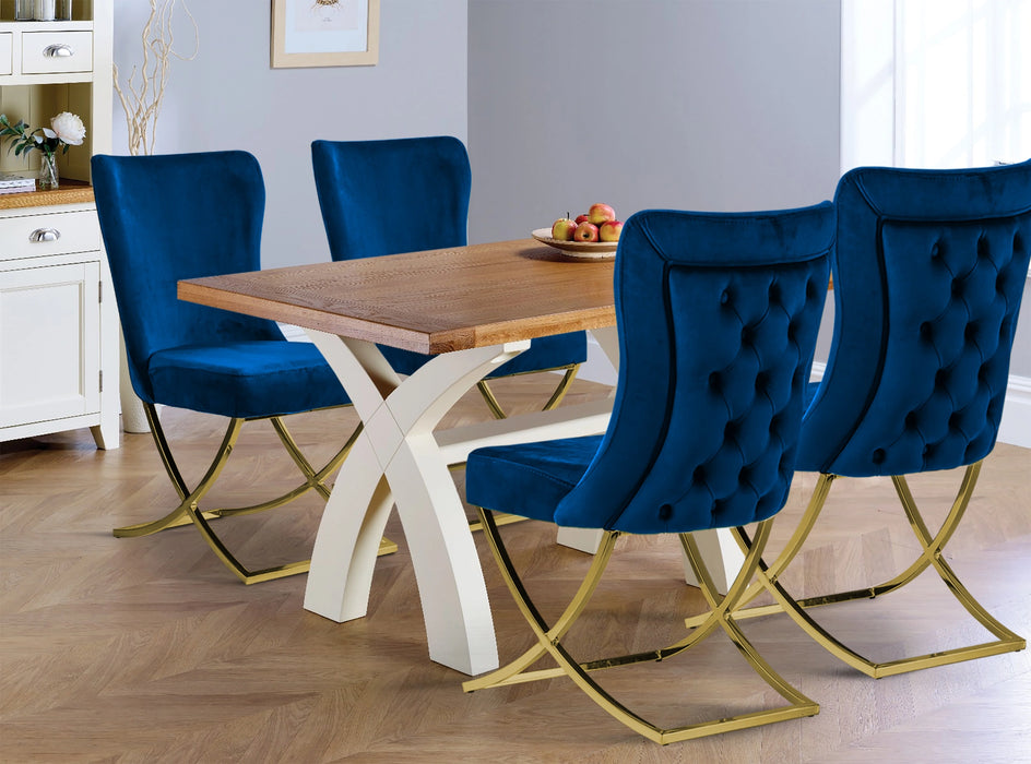 Ottomanson Royal Collection Upholstered Gold Legged Dining Chair, Set of 2