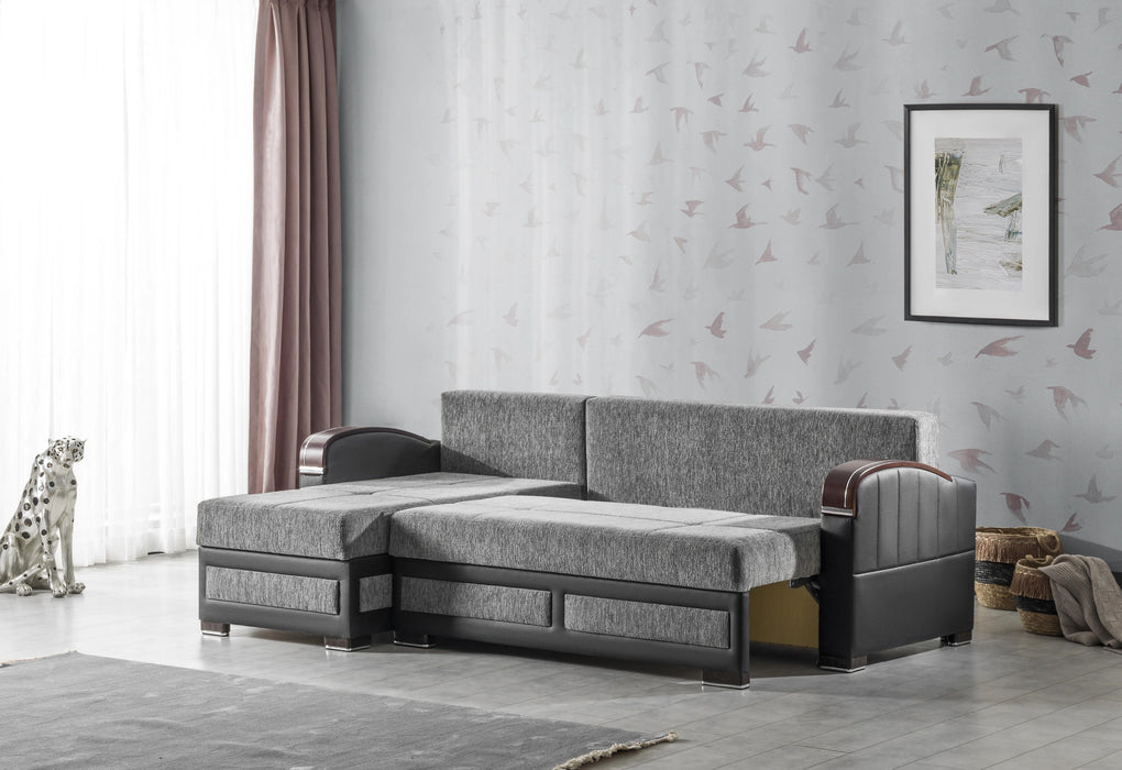 Ottomanson Maya Collection Upholstered Convertible Sectional with Storage
