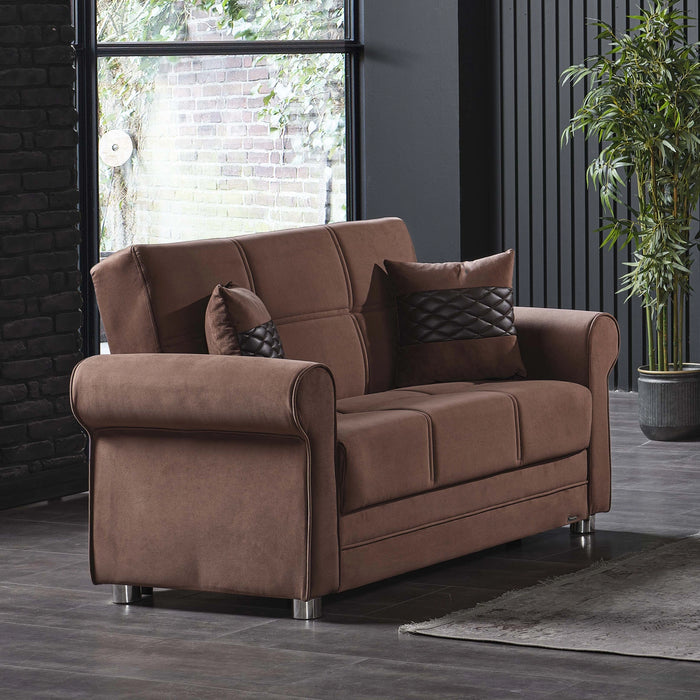 Ottomanson Sara Collection Upholstered Convertible Loveseat with Storage