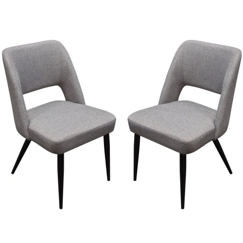 Set of (2) Reveal Dining Chairs in Grey Fabric w/ Black Powder Coat Metal Leg