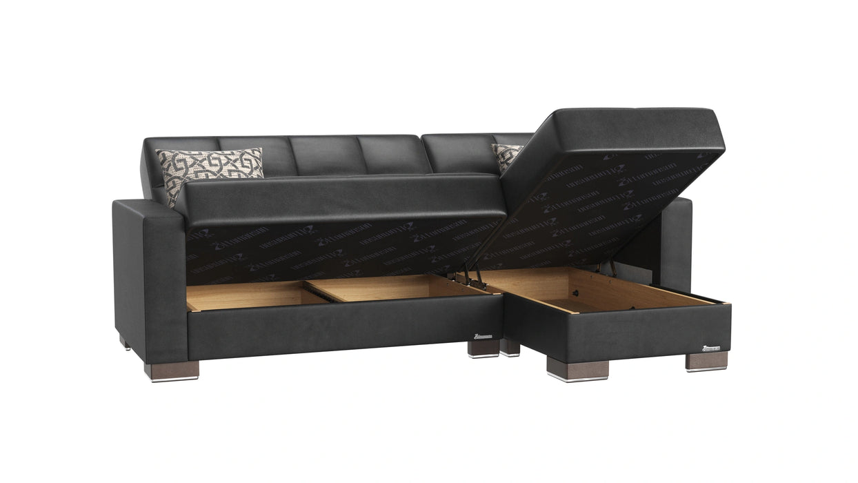 Ottomanson Armada Collection Upholstered Convertible Chaise Lounge with Storage
