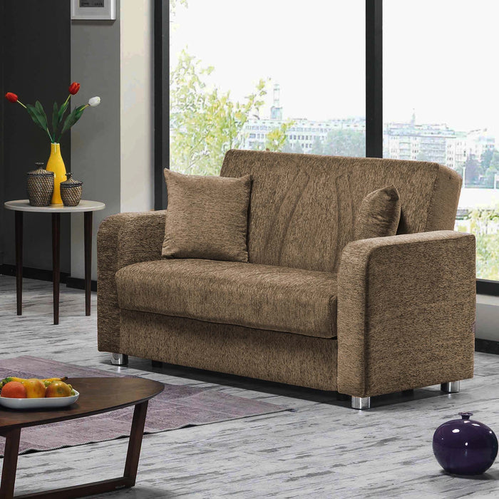 Ottomanson Elegance Collection Upholstered Convertible Loveseat with Storage