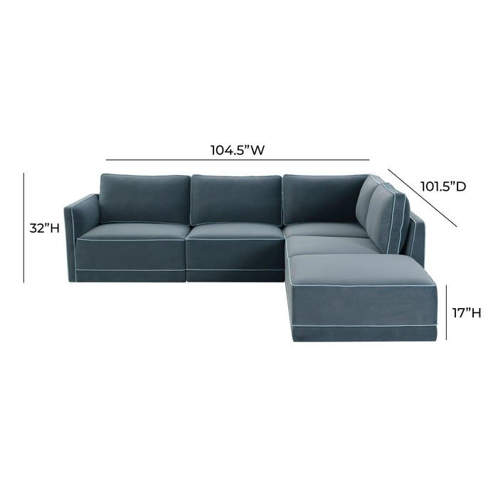 Willow 5-Piece Performance Velvet Modular Right Facing Sectional