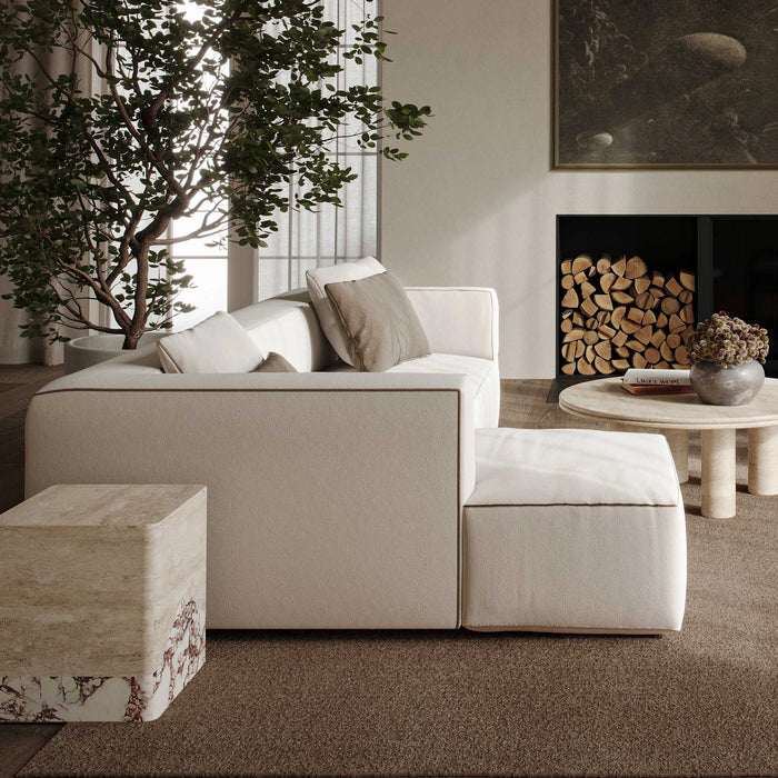Tristine 2-Piece Cream Contract-Grade Linen L-Shaped Sectional