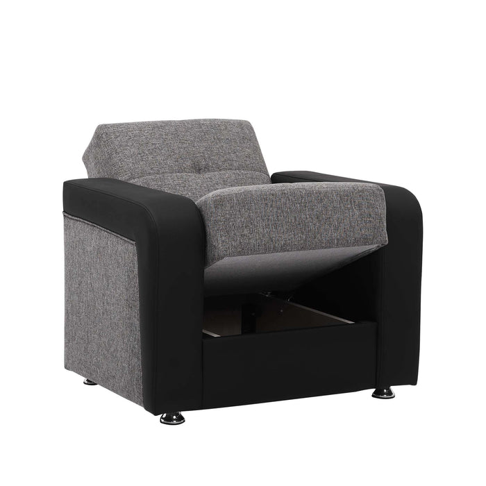Ottomanson Harmony Collection Upholstered Convertible Armchair with Storage