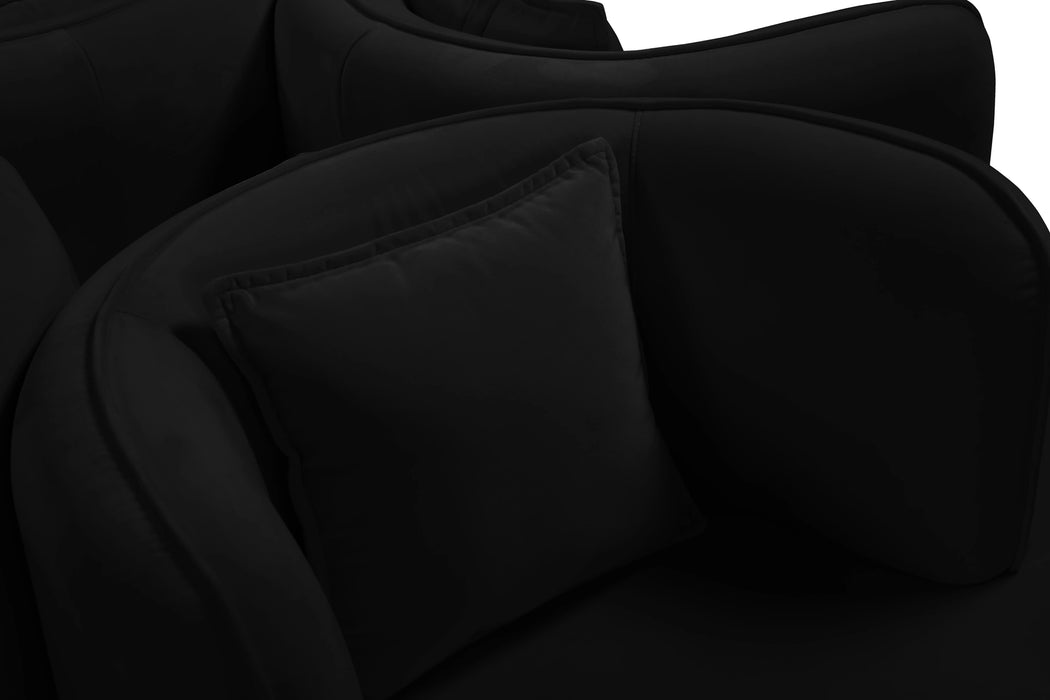 Circlet Black Velvet Round Sofa Settee