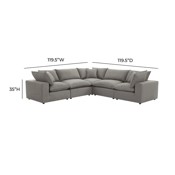 Cali 5-Piece Brown Leather Modular L-Sectional
