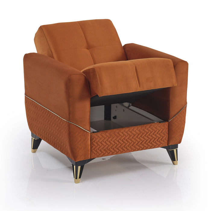 Ottomanson Samba Collection Upholstered Convertible Armchair with Storage