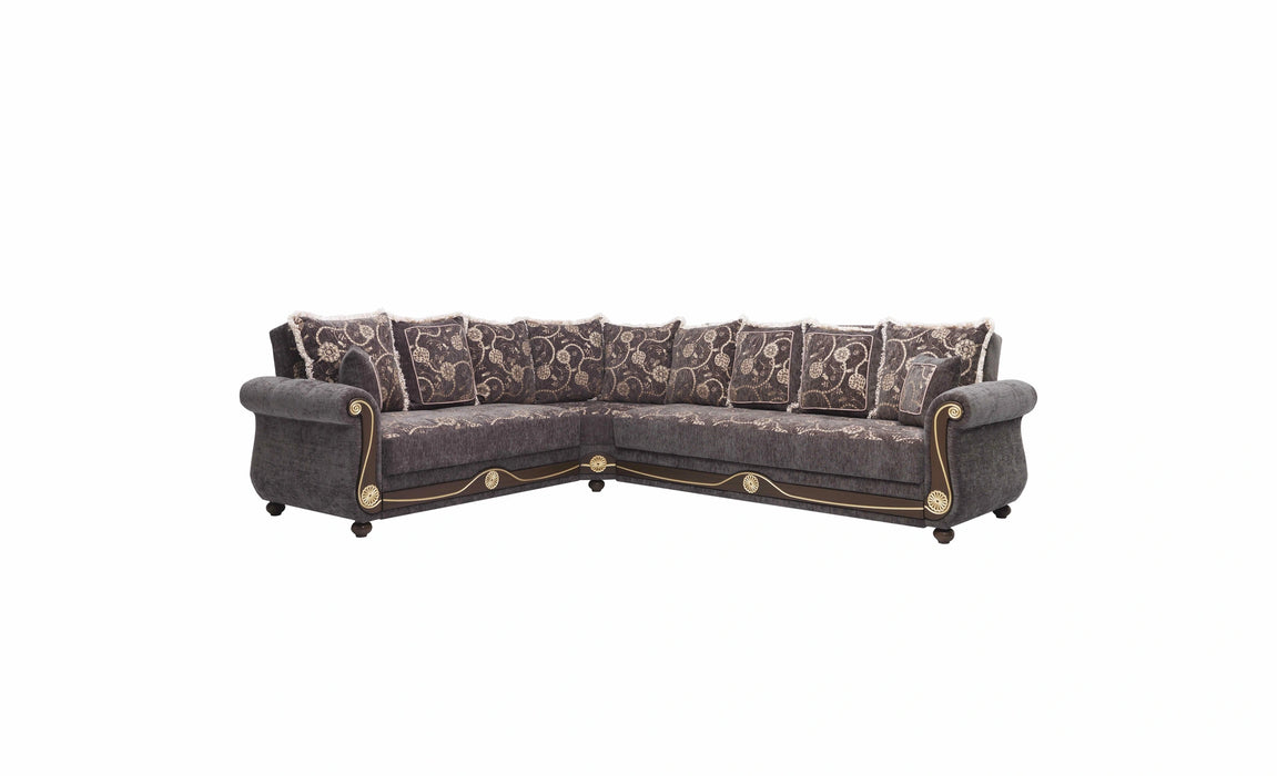 Ottomanson Americana Collection Upholstered Convertible Sectional with Storage