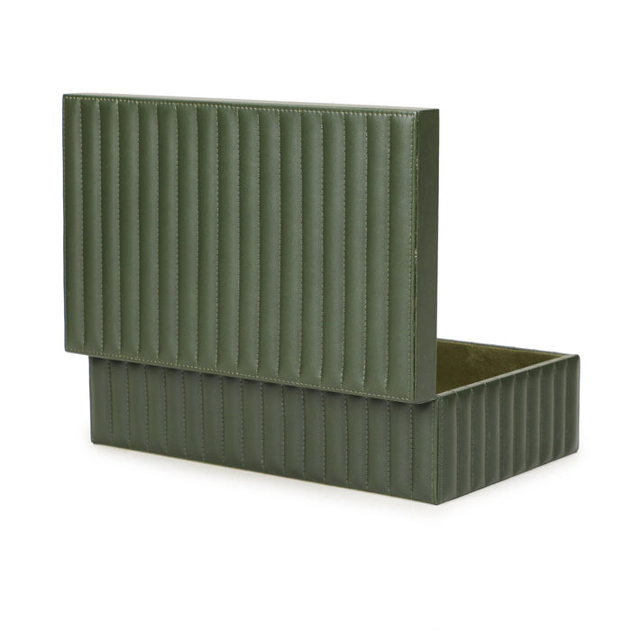 Eton Ribbed Green Vegan Leather Contract-Grade Storage Box
