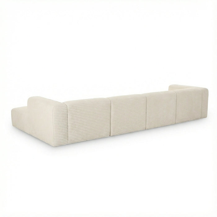 Tarra 4-Piece Fluffy Oversized Performance Corduroy Modular U-Sectional