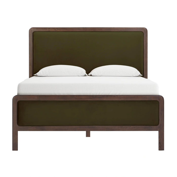 Hella Contract-Grade Velvet and Ash Wood Bed