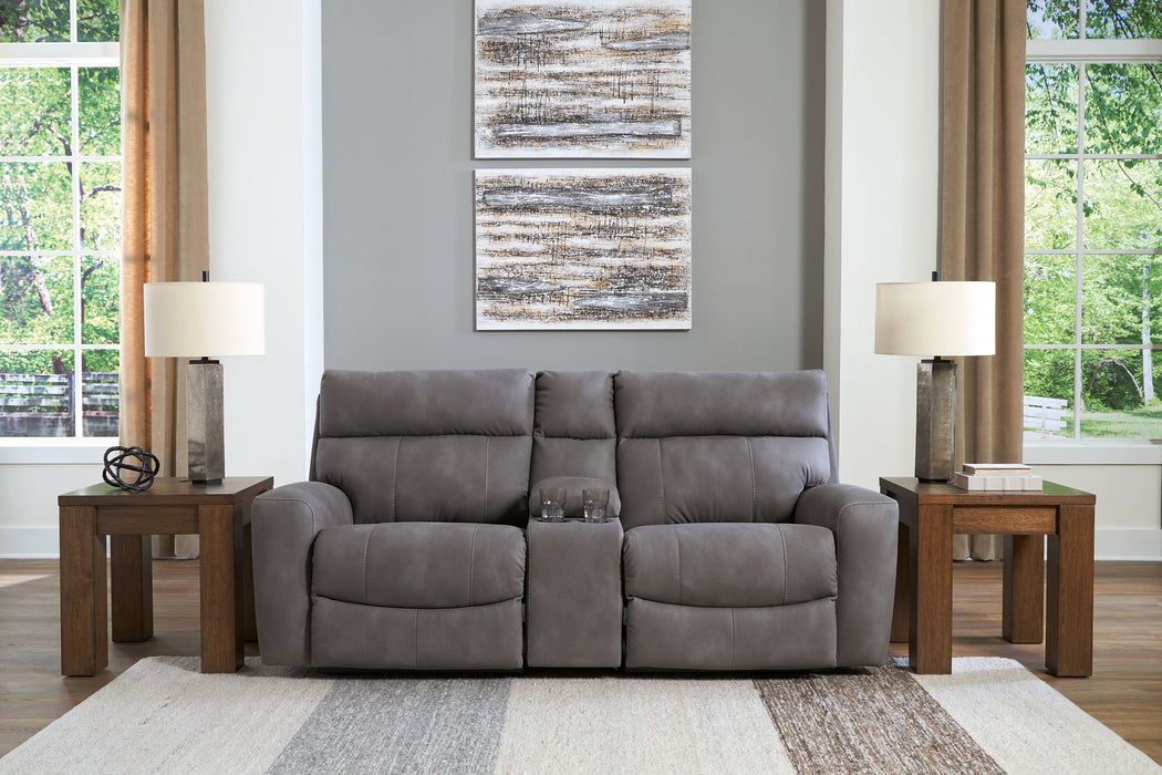 Next-Gen DuraPella Power Reclining Sectional Loveseat with Console - Home And Beyond