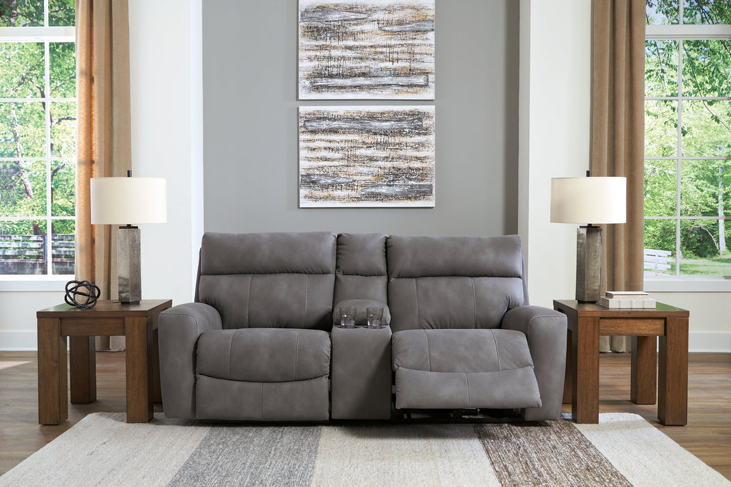 Next-Gen DuraPella Power Reclining Sectional Loveseat with Console - Home And Beyond