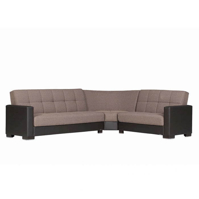 Ottomanson Armada Collection Upholstered Convertible Sectional with Storage