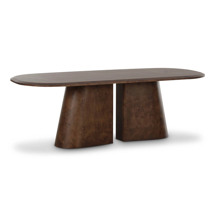 Gladyss 87" Brown Burl Oval Dining Table