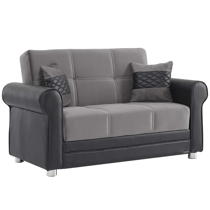 Ottomanson Avalon Collection Upholstered Convertible Loveseat with Storage