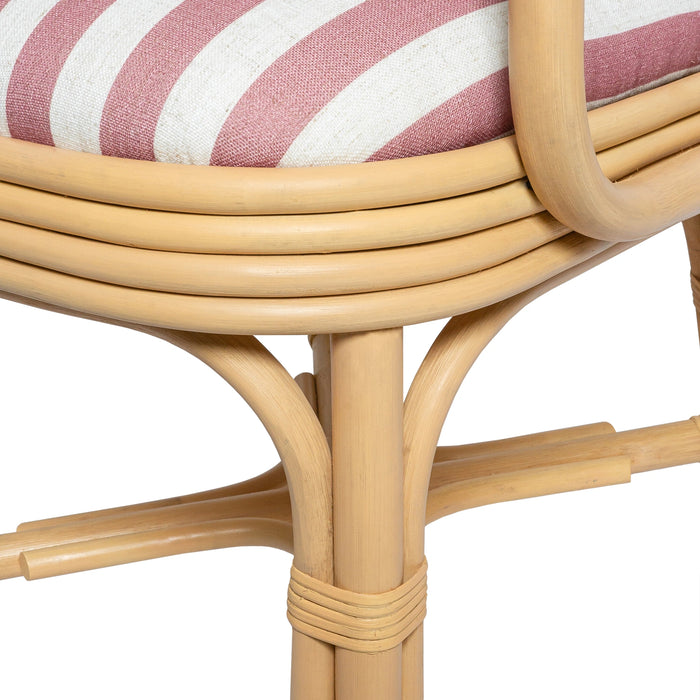 Dorine Striped Performance Linen &amp; Rattan Dining Armchair