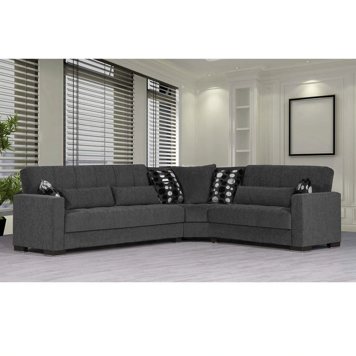 Ottomanson Armada Collection Upholstered Convertible Sectional with Storage