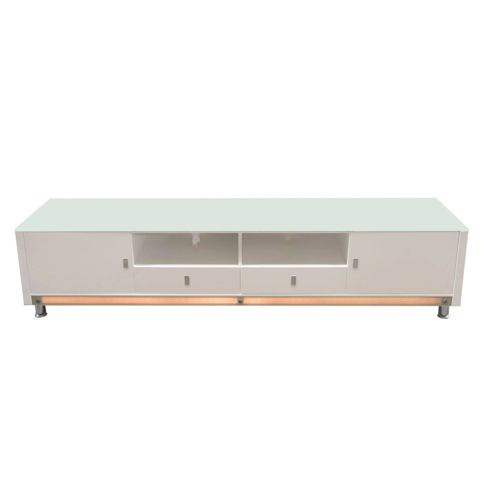 K99 83 Inch Low Profile Entertainment Cabinet in White Lacquer Finish w/ RGB Multi-Color Accent Light by Diamond Sofa