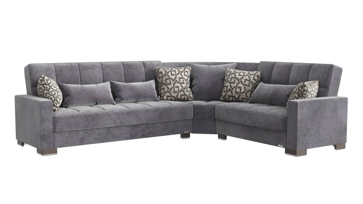 Ottomanson Armada Collection Upholstered Convertible Sectional with Storage