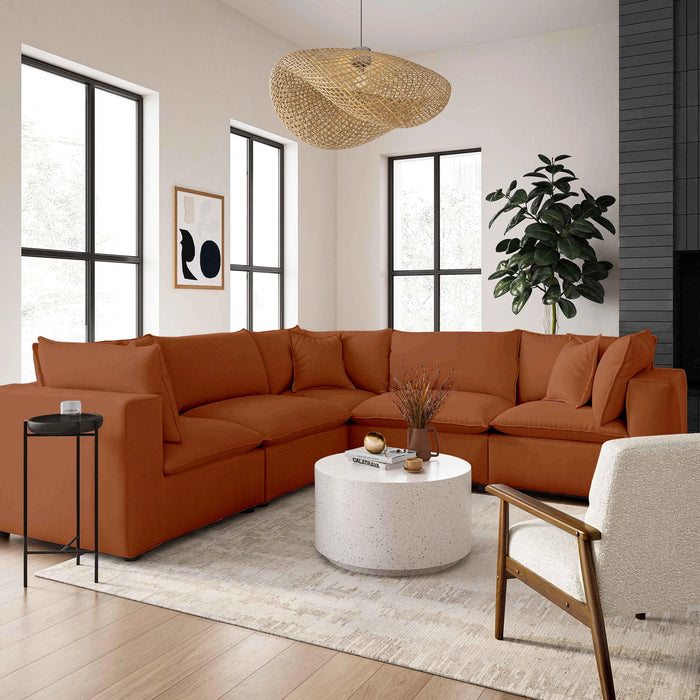 Cali 5-Piece Brown Leather Modular L-Sectional