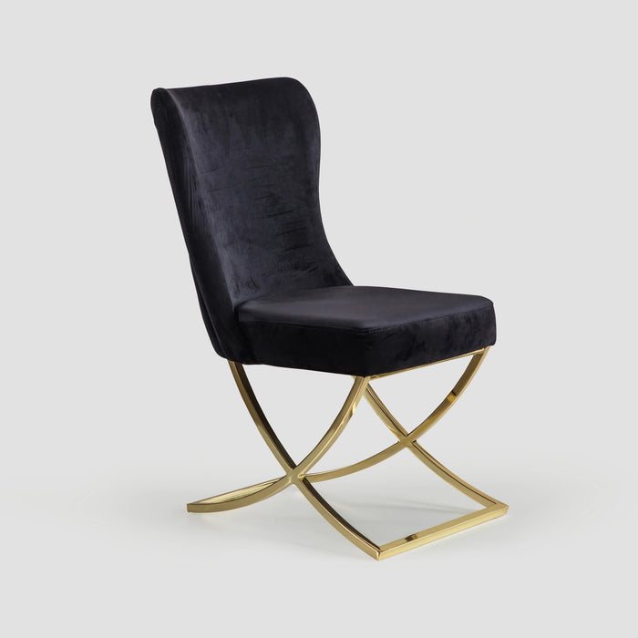 Ottomanson Royal Collection Upholstered Gold Legged Dining Chair, Set of 2