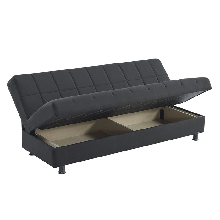 Ottomanson Sasta Collection Convertible Sofabed with Storage, Living Room Furniture, Bedroom Couch For Small Rooms, Studio Apartment Essentials, Black