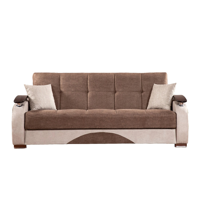 Ottomanson Yafah Collection Upholstered Convertible Sofabed with Storage