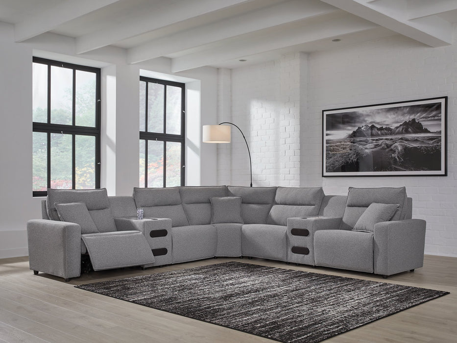 Modmax II Power Reclining Sectional with Audio Consoles - Home And Beyond