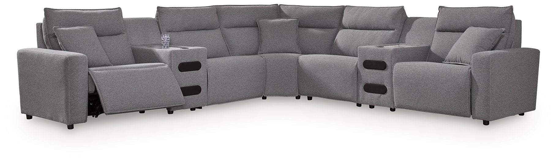 Modmax II Power Reclining Sectional with Audio Consoles - Home And Beyond