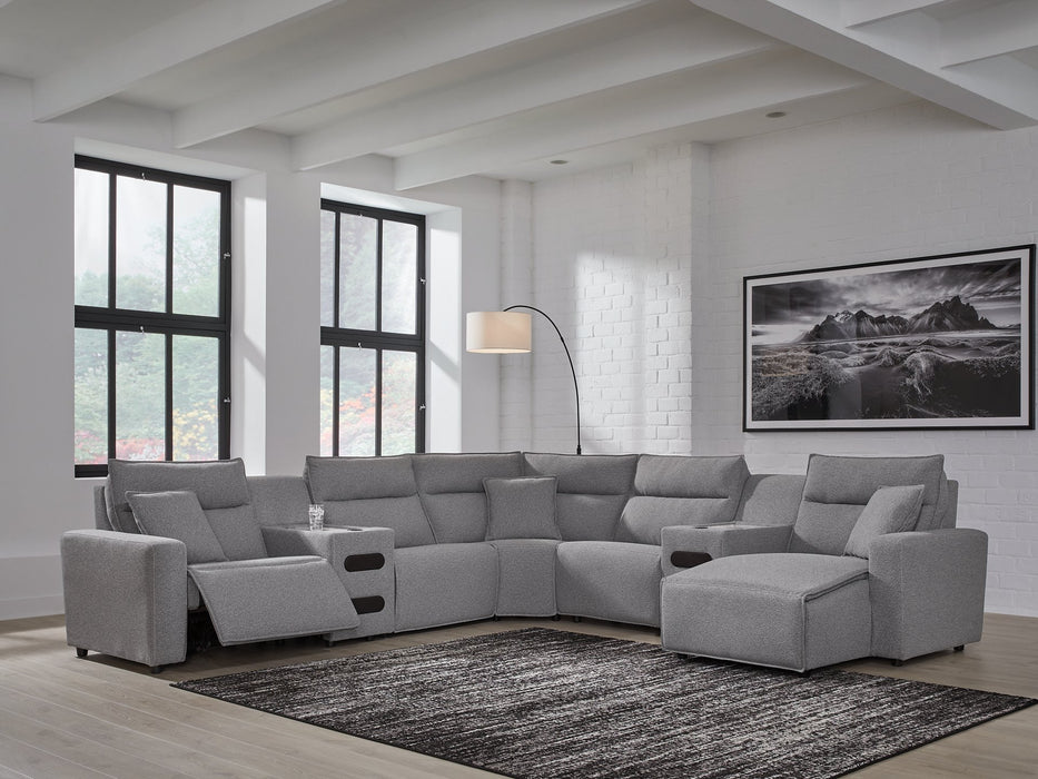Modmax II Power Reclining Sectional with Chaise and Audio Consoles - Home And Beyond