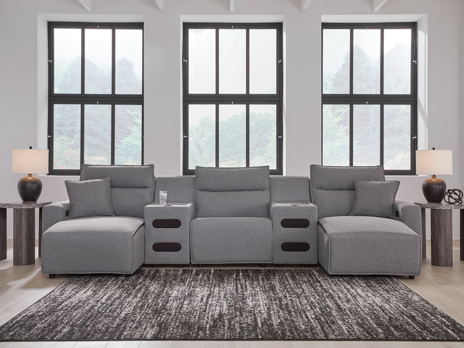 Modmax II Power Reclining Sectional with Chaise and Audio Consoles - Home And Beyond