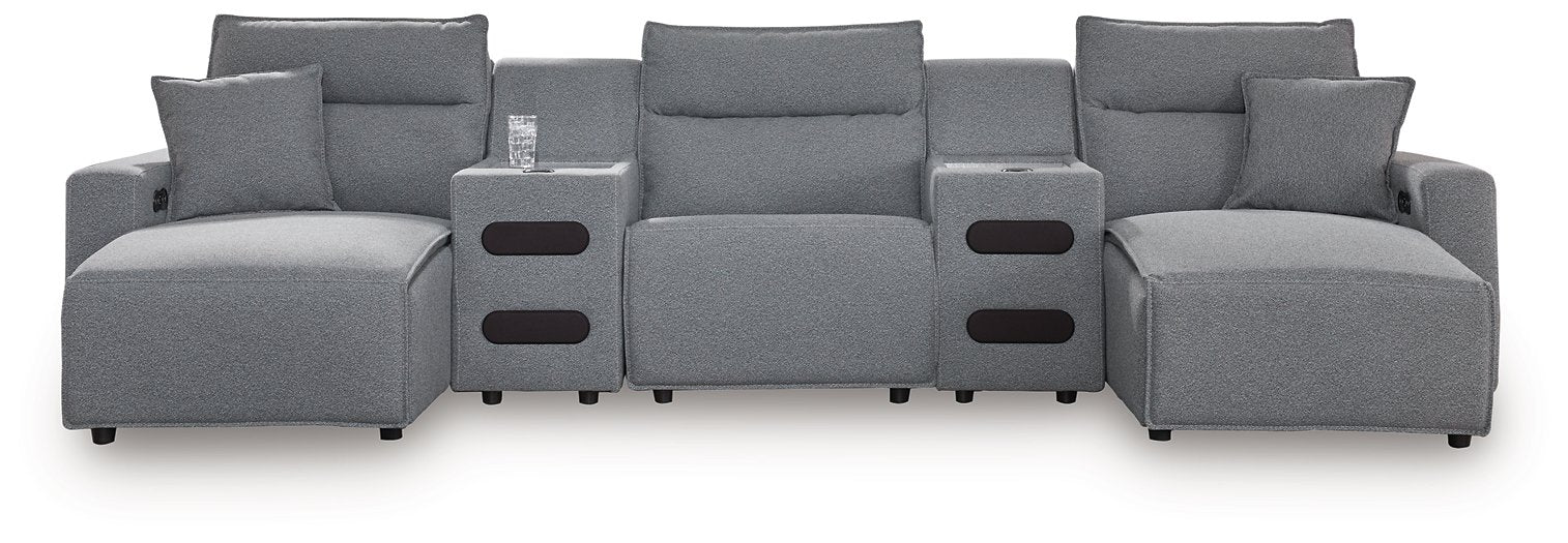 Modmax II Power Reclining Sectional with Chaise and Audio Consoles - Home And Beyond