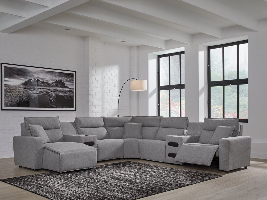 Modmax II Power Reclining Sectional with Chaise and Audio Consoles - Home And Beyond