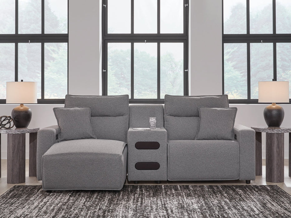 Modmax II Power Reclining Sectional with Chaise and Audio Consoles - Home And Beyond