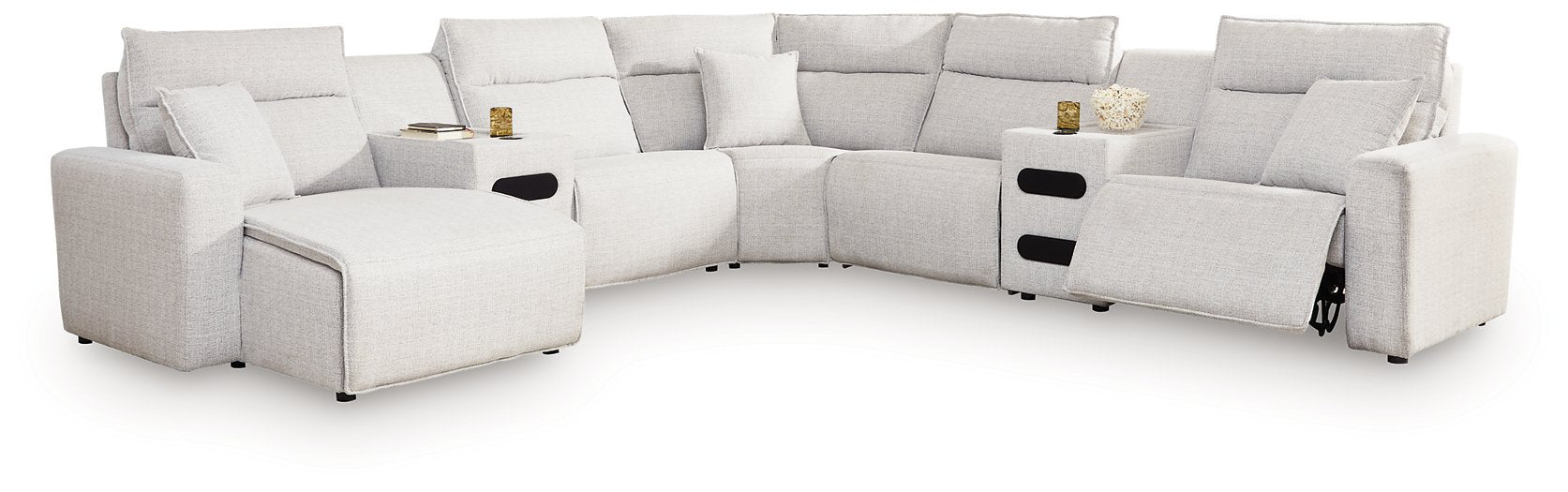Modmax II Power Reclining Sectional with Chaise and Audio Consoles - Home And Beyond