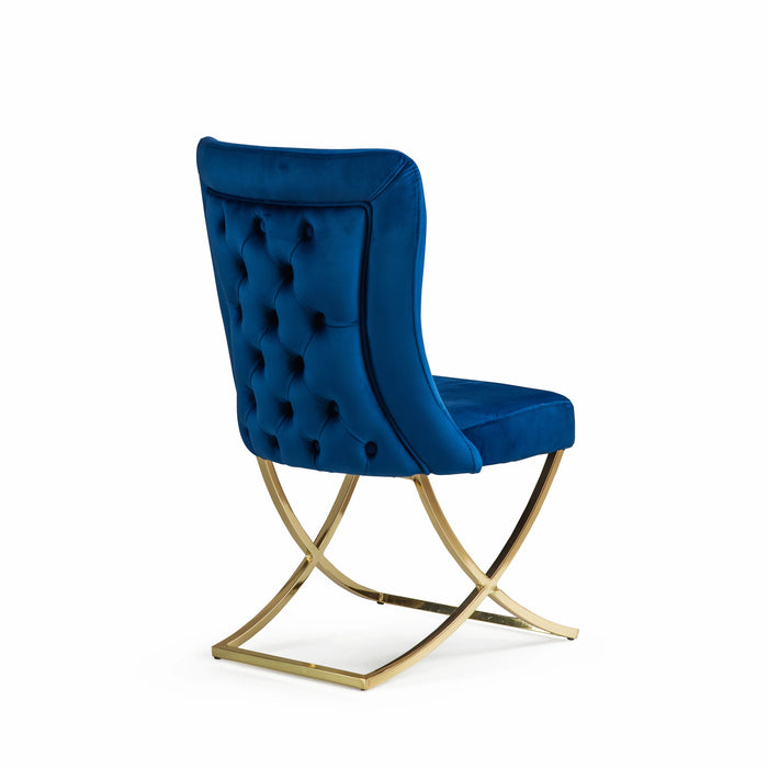 Ottomanson Royal Collection Upholstered Gold Legged Dining Chair, Set of 2