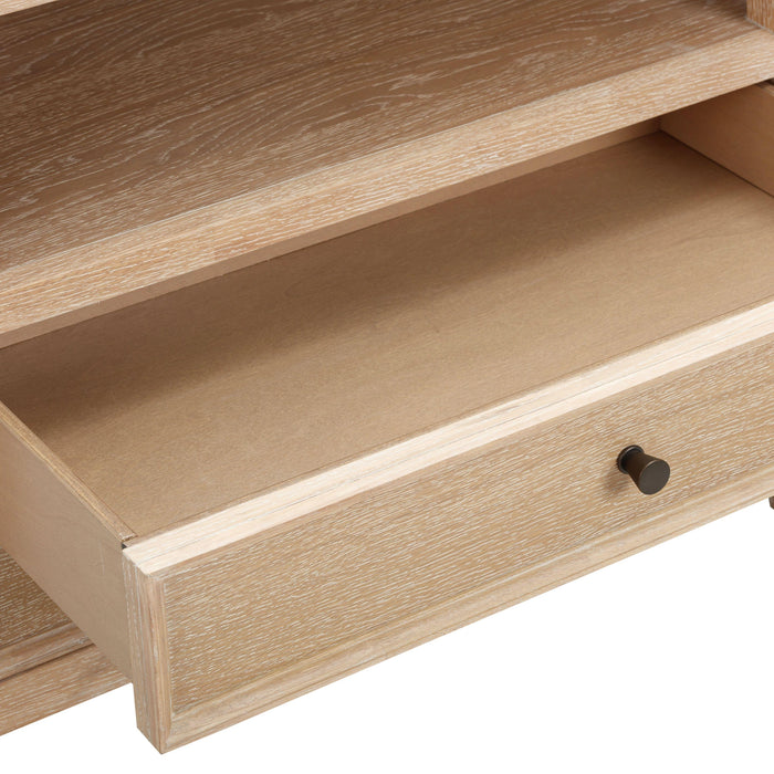 Bristol Park 30" Whitewashed Oak Wood 2-Drawer Nightstand