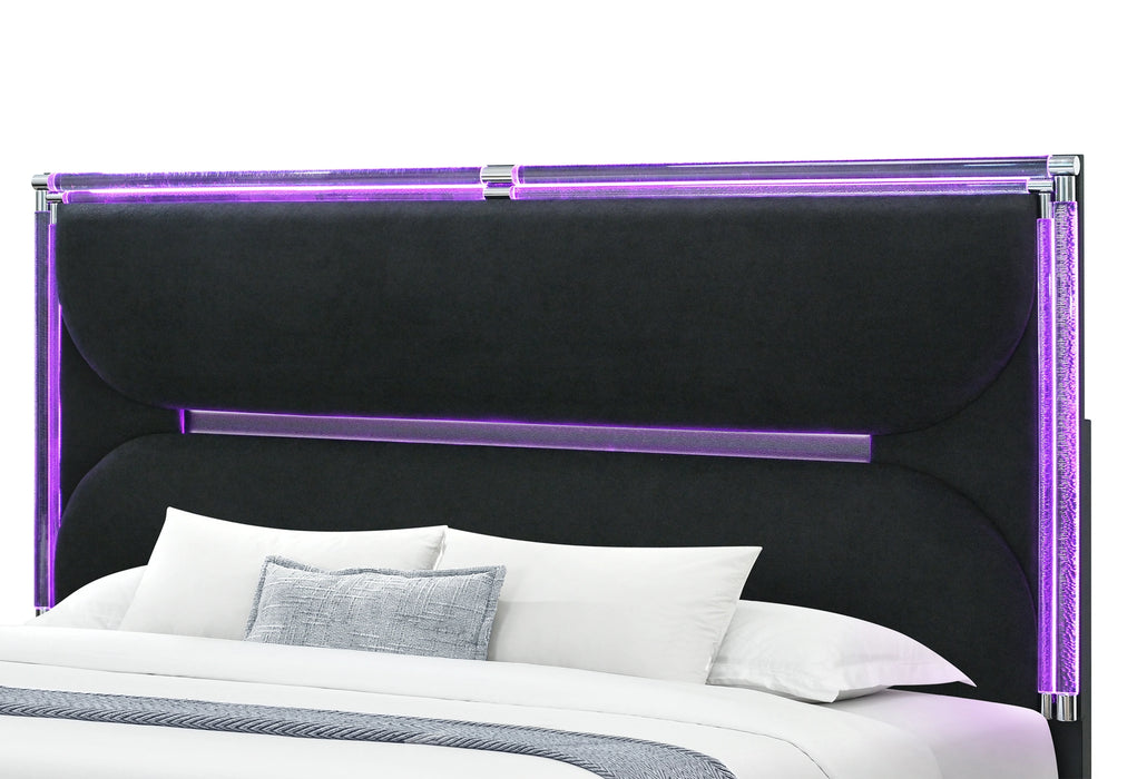 Lando Black Bed with Continuous LED