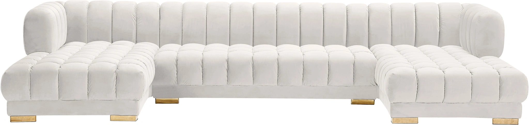 Gwen Cream Velvet 3pc. Sectional (3 Boxes)
